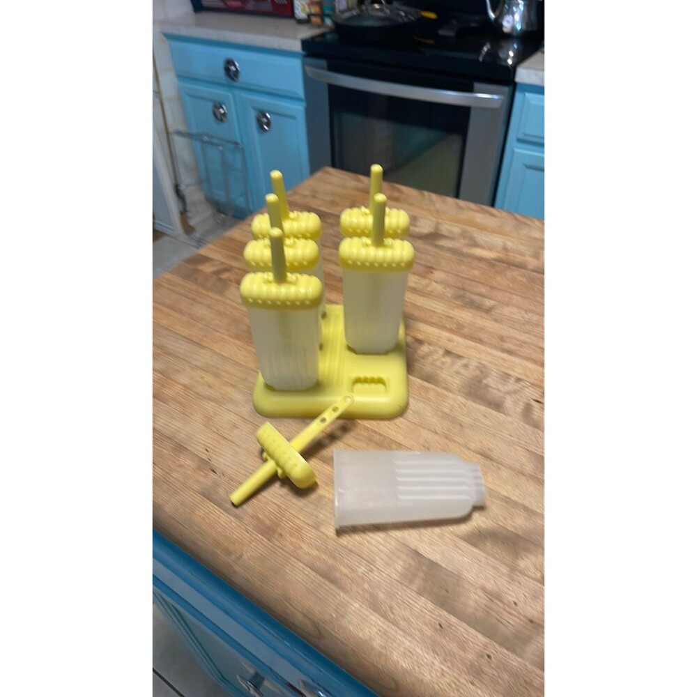 heavy plastic popsicle molds set of 6 yellow color